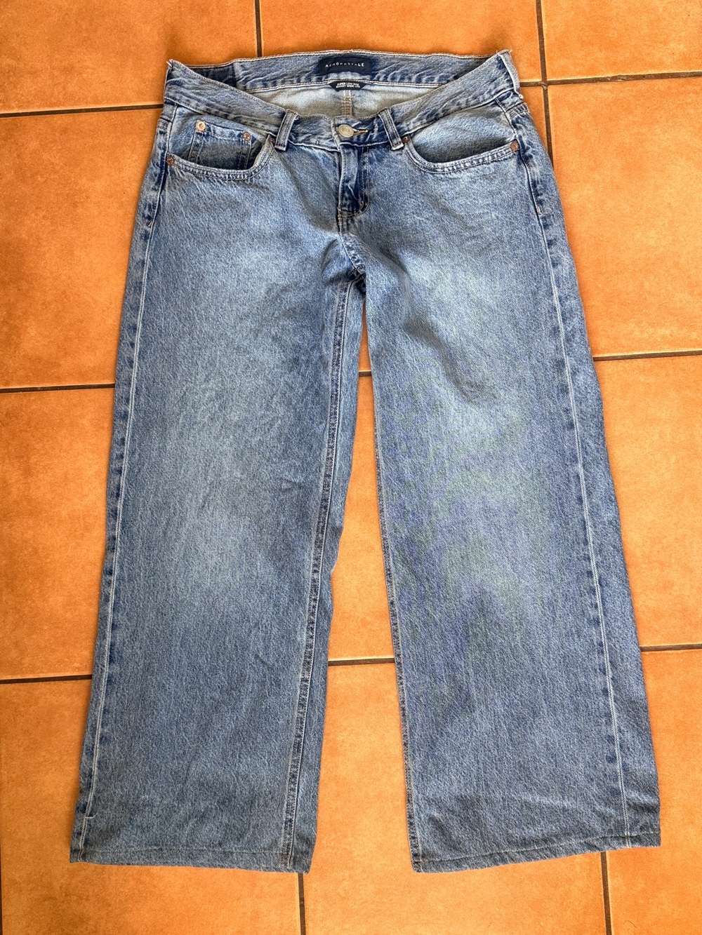 Aeropostale Womens Wide Leg Jeans Size 8 Short Light Wash Baggy Denim Y2K